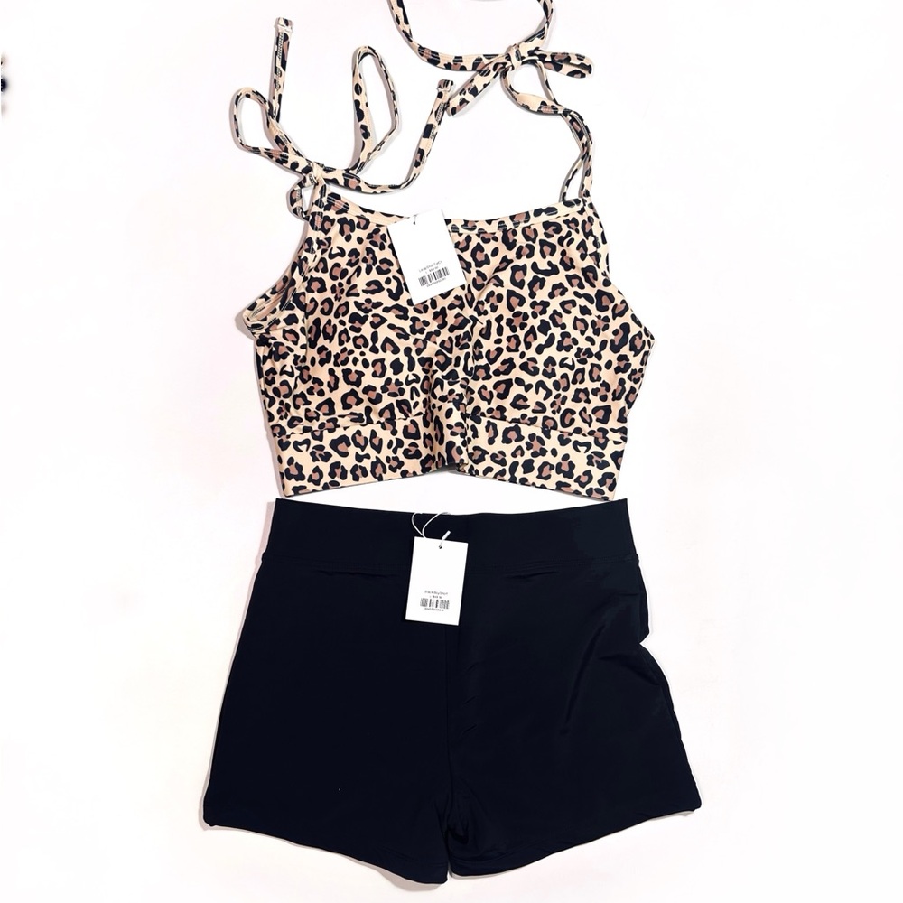 Lime Ricki Leopard Print Top with Black Bottoms
